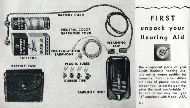 Vintage Zenith Model A3A 3-Vacuum Tube Hearing Aid, Circa 1944